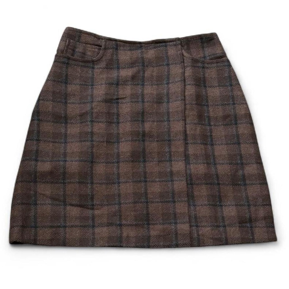 Vintage 90s Tracy Evans Brown Plaid Mini Skirt, Women's Size 3
